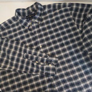 Ralph Lauren Men XLT Blue Green Plaid Button Shirt Long Sleeve Cotton Classic